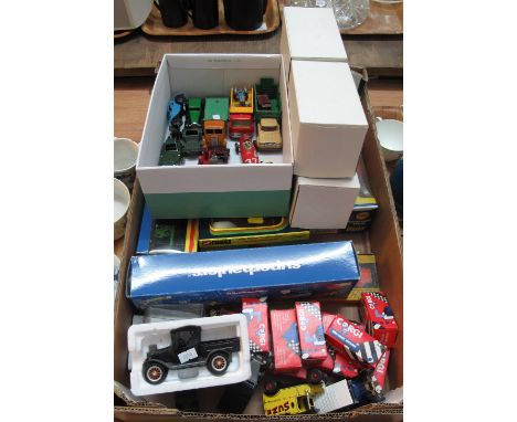 Box of assorted diecast vehicles to include; Dinky Super toys, Triumph TR2, military vehicles, together with Dinky toys 502 A