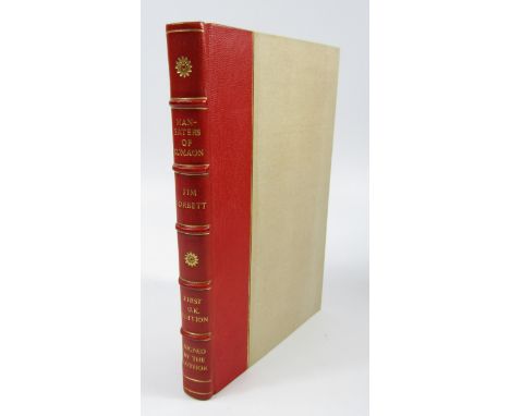 Corbett (Jim). Man-Eaters of Kumaon, FIRST UK EDITION INSCRIBED BY THE AUTHOR, later crushed morocco-backed cloth, 8vo, 1946.