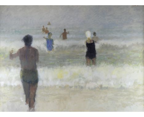 Lawrence Leifchild Toynbee, (1922-2002), 'The Bathers', monogrammed LLT and dated '71, oil on board, 91cm x 120cm, Provenance