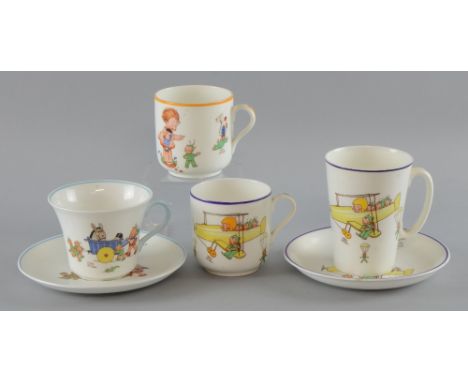 Mabel Lucie Attwell for Shelley two matching cups and saucers, another cup and one mug each with motto 'I took some fairies i