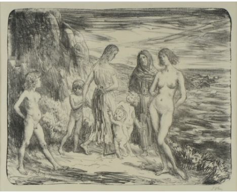 § Augustus Edwin John (BRITISH, 1878-1961) signed lithograph 'The Bathers', 30.5cm x 40.5cm,     