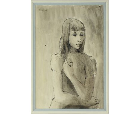 Donald Friend (1915- 1998) pen and ink sketch of a young girl, signed and dated '48, 37cm x 25cm, Provenance: Single owner co