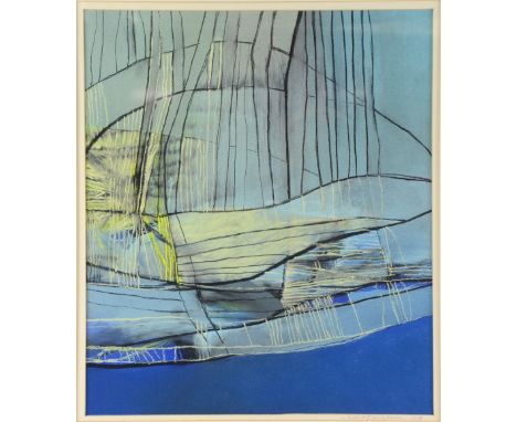 § David Blackburn, 'Blue landscape with trees and water', pastel, signed and dated 1988, label verso, 40cm x 34cm,  Provenanc