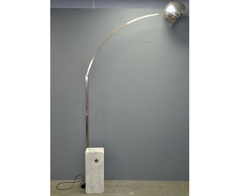 Achille & Pier Castiglioni an 'Arco' floor lamp for Flos, chromium plated steel and marble, bears manufacturers labels, 230cm