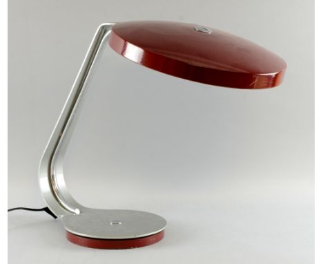 A red and silver enamel desk lamp by Lupela Spain 40 cm     Various scratches most notable to the top, some ..quite deep.   B