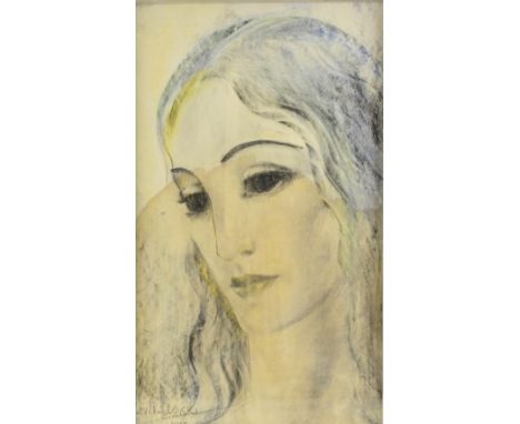 Boris Lovet-Lorski (American, 1894-1973) - Portrait of a woman, mixed-media including pencil and crayon on paper, signed and 