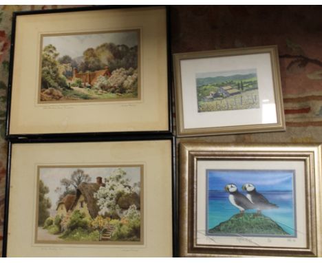A COLLECTION OF ASSORTED PICTURES AND PRINTS TO INCLUDE A SIGNED LTD EDN PRINT OF PUFFINS ETC.... (7)