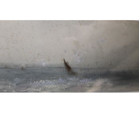 A FRAMED AND GLAZED WATERCOLOUR OF A STORMY SEASCAPE WITH SAIL BOAT SIGNED AND ENTITLED VERSO 'FIRST AWAY' BY ALFRED FISLEE 1