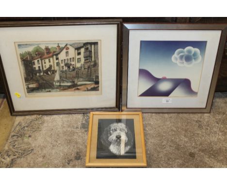A COLLECTION OF ASSORTED PICTURES AND PRINTS TO INCLUDE A MODERN ABSTRACT PRINT AND SIGNED LITHOGRAPH ETC... (11)