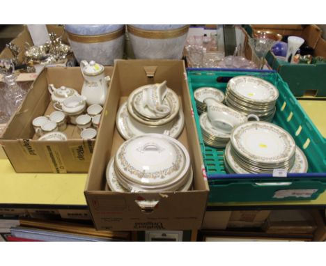 THREE BOXES OF AYNSLEY HENLEY CHINA TO INCLUDE A COFFEE SET, DINING PLATES, TUREEN ETC. - PLASTIC TRAY NOT INCLUDED 
