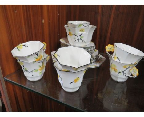 A COLLECTION OF MELBA BONE CHINA TO INCLUDE FLORAL HANDLED TEACUPS - SOME PIECES CRACKED 