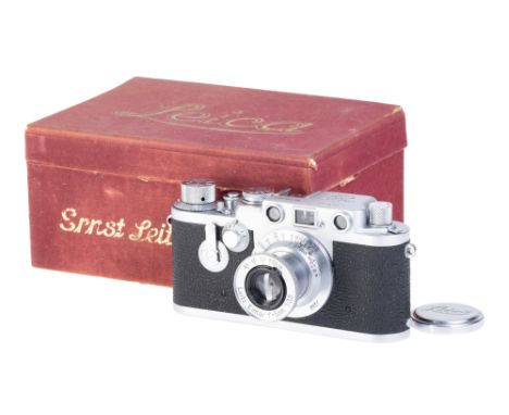 A Leica IIIf Delay Rangefinder Camera, 1955, chrome, serial no. 796664, with Leitz Elmar f/3.5 50mm lens, 1940, chrome, seria