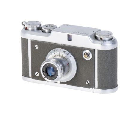 A Ducati Simplex Camera, 1950-, chrome, serial no. 11342, with Ducati Etar f/3.5 35mm lens, chrome, body, VG, shutter stickin