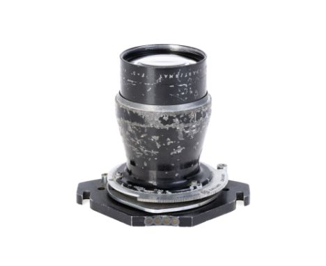 A J. H. Dallmeyer Super Six f/1.9 5" Lens, in PYE TV mount, black, serial no. 480626, body, F, iris moving well, elements, G-