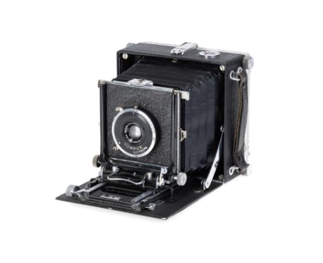 A Linhof Technika Large Format Folding Camera black, 1936-45, 9 x 12cm format, serial no.15952, with a Meyer Görlitz Weitwink