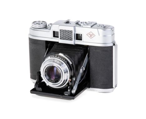 An Agfa Automatic 66 Rangefinder Camera, 1956, chrome, serial no. CR0204, with Agfa Color-Solinar f/3.5 75mm lens, chrome, se