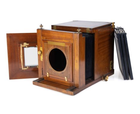 A Fallowfield's Studio Reflector Camera, 1912, converted to accept 10x8" DDS, body G-VG, shutter working but sluggish, later 