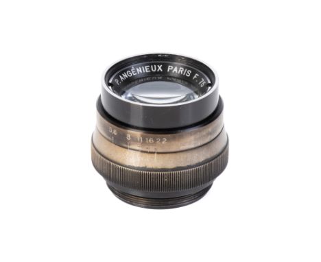 A P. Angenieux Alsetar f/3.5 75mm Lens, black, serial no. 58.440, body, G, elements, VG, some light internal haze Note: Head 