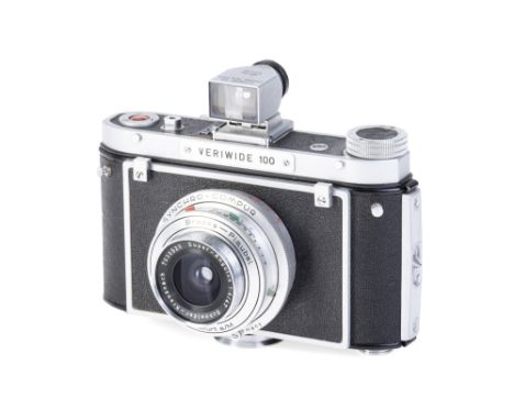 A Plaubel Veriwide 100 Medium Format Camera, 1960, chrome, seiral no. 61/1190, with Schneider Super-Angulon f/8 47mm lens, se