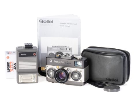 A Rollei 35 Classic 'Titanium' Compact Camera, 1992, titanium, serial no. 7108599, with Rollei HFT Sonnar f/2.8 40mm lens, bo