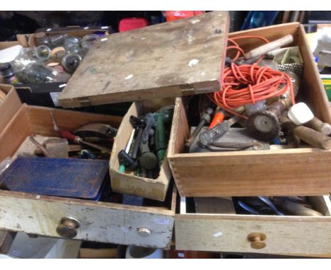 TABLE TOP OF TOOLS ETC.
