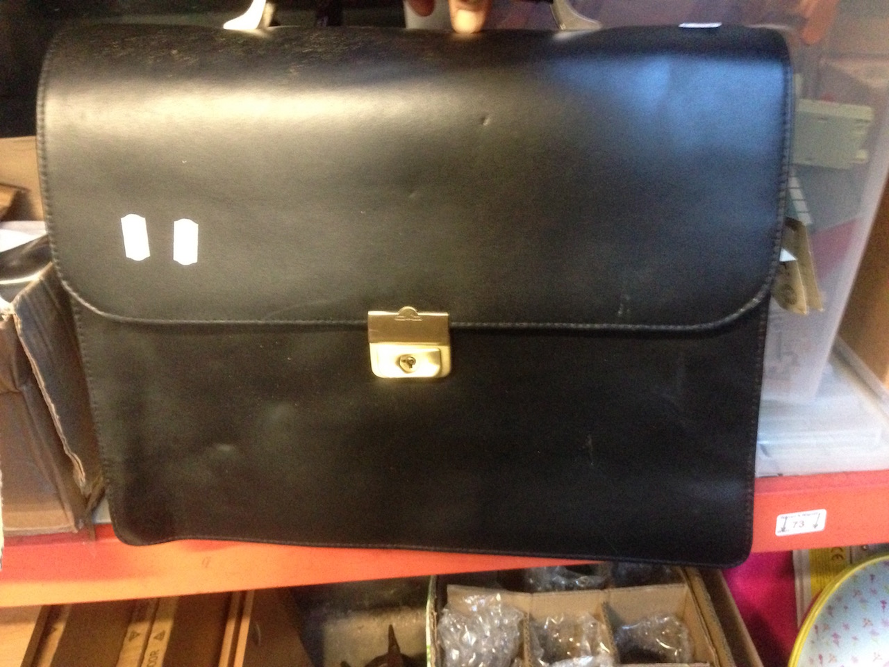 vintage black leather briefcase