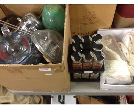 KITCHEN WARE, PYREX, SPICE RACK ETC