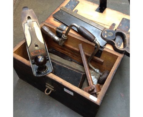 WOODEN BOX OF TOOLS