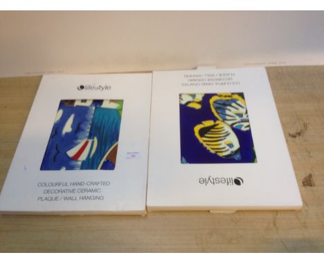 2 BOXED HAND CRAFTED CERAMIC PLAQUES