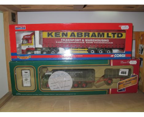 Two Corgi 1:50th Scale Diecast Model Commercial Vehicles, including #CC10601 Leyland Octopus Sheltered Platform Lorry and Dra