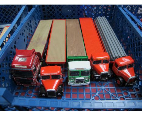 Five Corgi 1:50th Scale Diecast Model Articulated Tractor Units, small parts missing, repainting noted, playworn.
