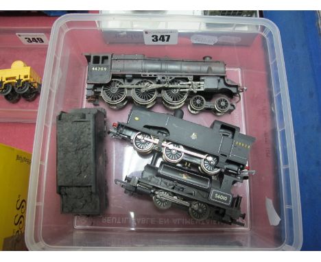 Three "OO"Gauge/4mm BR Black Unboxed Steam Locomotives, a Hornby "Black 5" 4-6-0 with six wheel tender denumbered 44709, a Ho