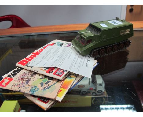 Dinky No. 353 Shado 2 Mobile, with smooth roof, with missile, overall fair with three 1970's Dinky catalogues and a 1977 Corg