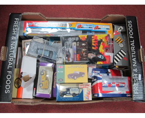 Approximately Twenty Diecast and Plastic Model Vehicles, by Corgi, LLedo, Atlas Editions Johnny Lightning, Burago and other i