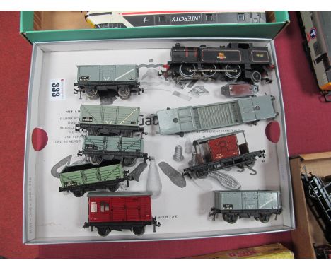 A Hornby Dublo Unboxed Three Rail Class N2 0-6-2 Steam Tank Locomotive, BR black R/No 69567, good, plus eight unboxed items o
