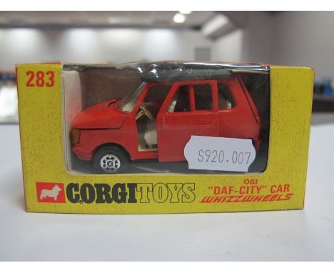 Corgi Toys No. 283 - 'DAF-City' Car - Whizzwheels,  overall excellent red/black roof, boxed, slight crushing/staining to box.