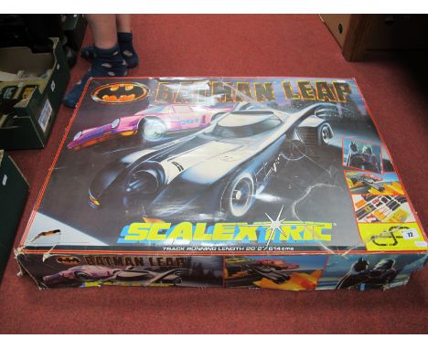 A Scalextric #C.563 Batman Leap Slot Racing Set, including two slot cars,track, accessories, boxed, playworn.