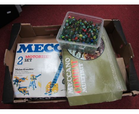 Two Boxed Modern Meccano Sets, No 2 motorised set and combat multi kit (unchecked for completeness), a quantity of playworn g
