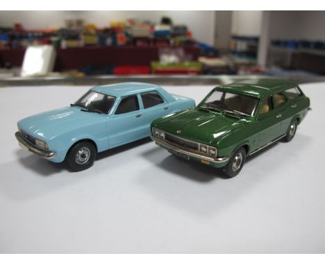 Two Lansdowne Models 1:43rd Scale White Metal Model Vehicles, including 1979 Ford Cortina MK4 Saloon, Vauxhall Victor FD Esta