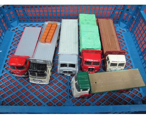 Six Corgi 1:50th Scale Diecast Model Open Flatbed Trucks, including Foden, small parts missing, repainting noted, playworn.