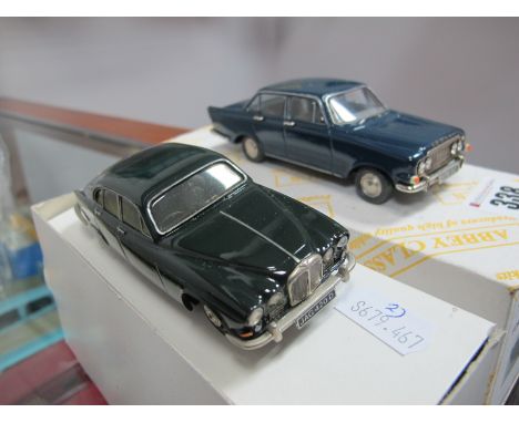 Two White Metal Model Cars, approximately 1:43rd Scale Models Nr.101 1967 Jaguar 420, (missing wiper blades, trim) a kit buil