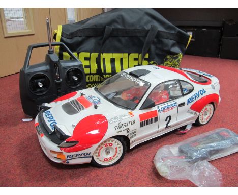 A Tamiya 1:10th Scale Fully Constructed R/C Model Toyota Celica GT-Four Rally Car, Lombard Rally 1992, Carolos Sainz/Luis Moy