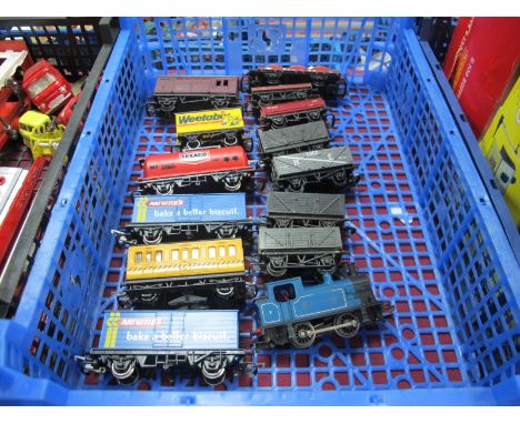 A Triang "OO"Gauge/4mm Unboxed 0-4-0 Industrial Tank Steam Locomotive, blue R/No 7, playworn, plus thirteen items of rolling 