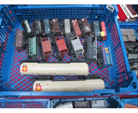 Eighteen Items "OO"Gauge/4mm Unboxed Rolling Stock, by Hornby, Mainline, Trix etc, two bogie shell tank wagons, brake vans, s