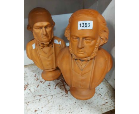 A large Torquay Terracotta Co. bust depicting John Bright (Corn Law reformer) - sold with a similar depicting Gladstone