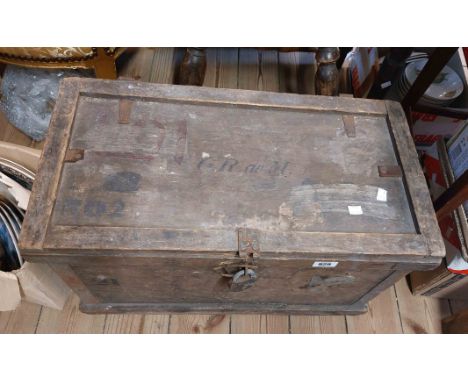 An old trunk containing shoe making equipment from Maxwell's, London including leather, lasts, punches, etc. - sold with a sm