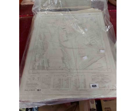 A bag containing a quantity of old Ordnance Survey Maps including Torbay, etc.