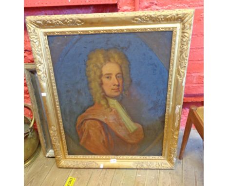 A gilt gesso framed 18th Century oil on canvas portrait of Mr. Oswald Esq. - named verso - 73cm X 60cm