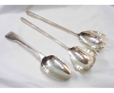 A pair of William Hutton and Sons silver salad servers - Sheffield 1910 - sold with an 1820 William Bateman fiddle pattern ta