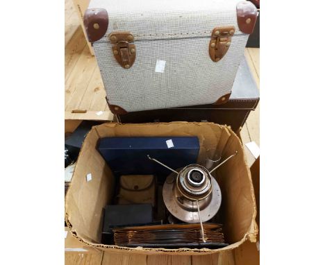A box containing a quantity of assorted collectable items including Aladdin oil lamp, child's sewing machine, etc. - sold wit